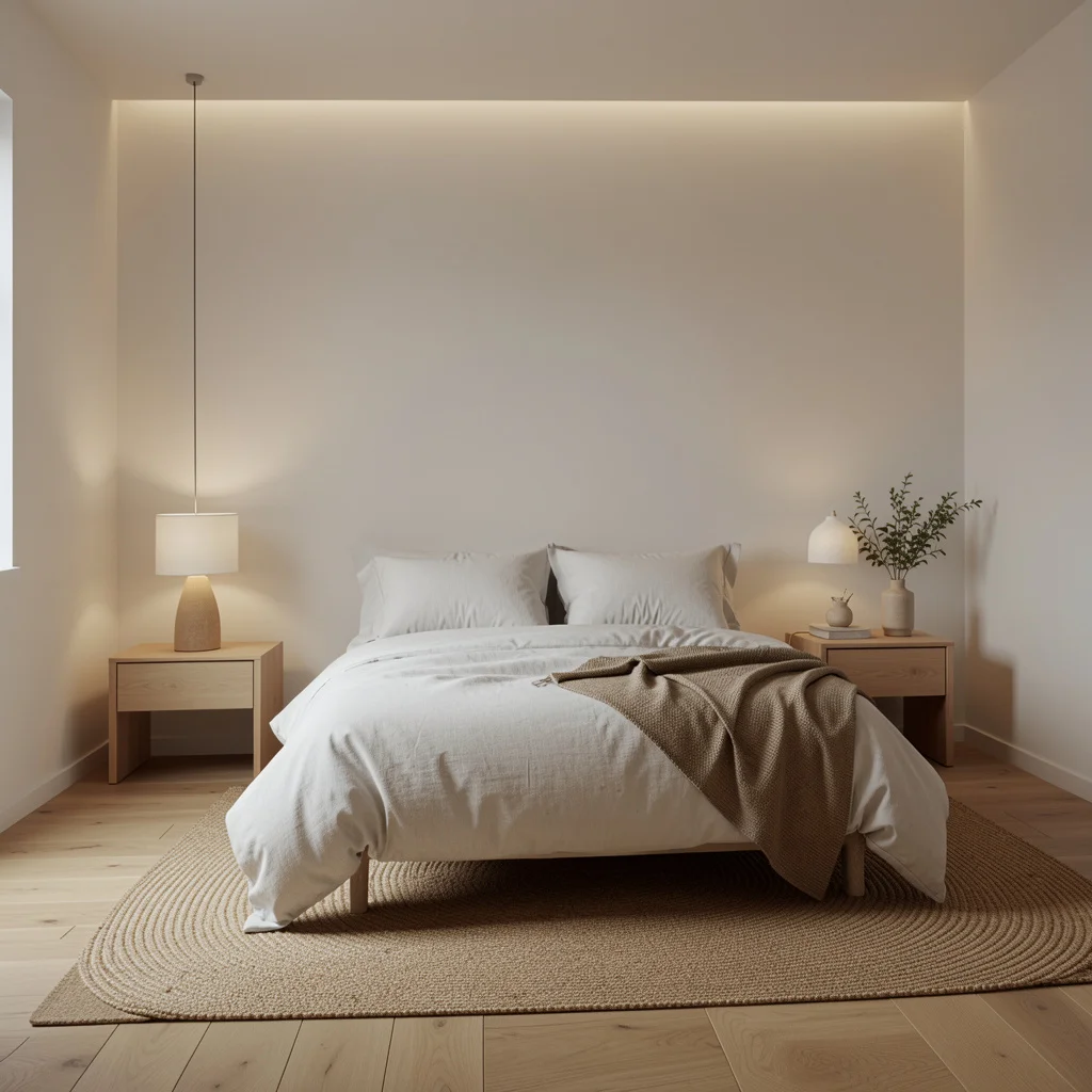 Minimalist bedroom with neutral tones