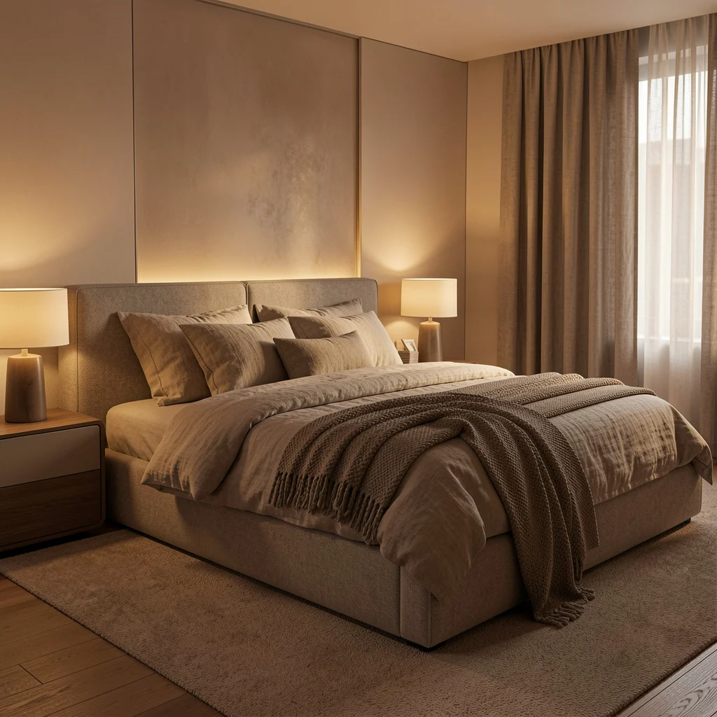 Modern bedroom with sleek furniture