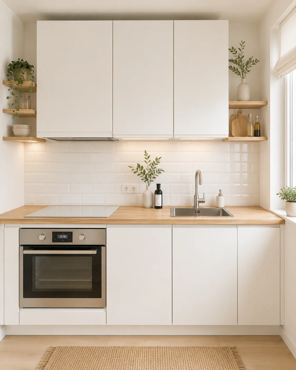 Scandinavian kitchen with open shelving